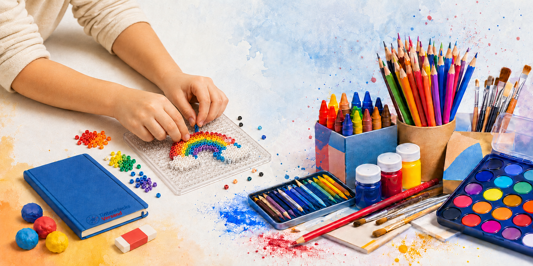 Kind mit farbenfrohen JOLLY Schul- und Kreativartikeln